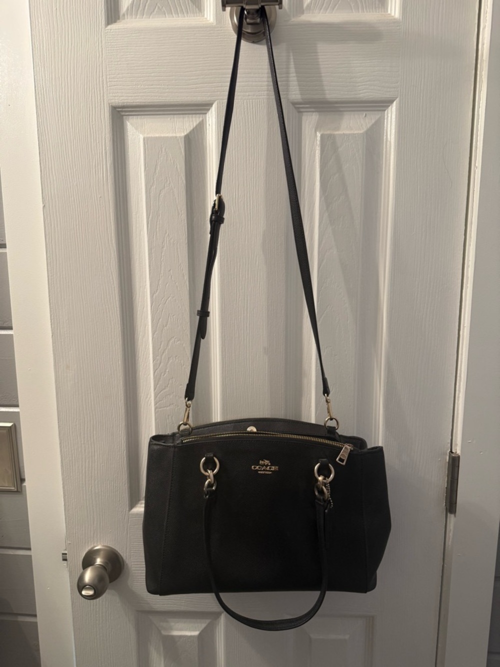 Coach Black Leather Convertible Satchel - Coach